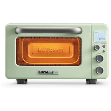 Imagem de Torradeira Elétrica de Bancada 12 Litros 7 em 1 Inteligente com Grade e Assadeira, 110V 1600W, BUYDEEM T103, Verde