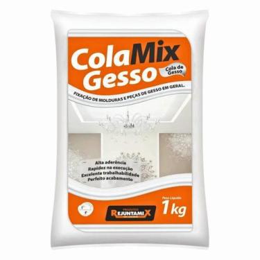 Imagem de Gesso Cola Para Acabamento ColaMix 1kg - Kit 5 Unidades - REJUNTAMIX