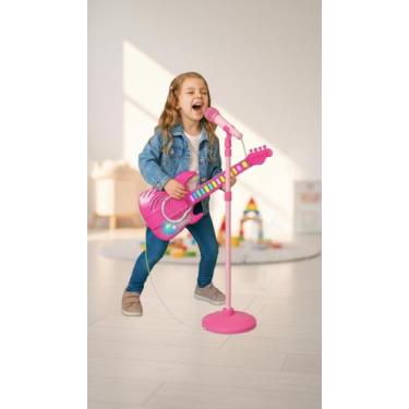 Imagem de Kit Guitarra Infantil com Pedestal e Microfone Luz Som - Congratulatio