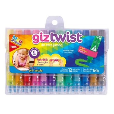 Imagem de Giz De Cera Retratil Twist Jumbo 12 Cores Meu Primeiro TRIS