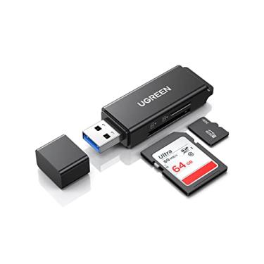Imagem de Leitor de cartão SD UGREEN portátil USB 3.0 Hub de adaptador de cartão de memória flash de dois slots para TF, SD, Micro SD, SDXC, SDHC, MMC, RS-MMC, Micro SDXC, Micro SDHC, UHS-I para Mac, Windows, Linux, Chrome, PC, Computador portátil