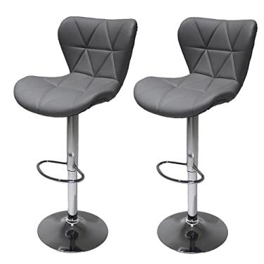 Imagem de Kit 2 Banquetas Giratórias Estofadas de Cozinha Área Gourmet Ilha Bancada Formiga Cinza