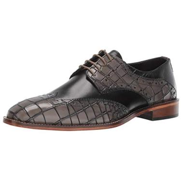 Imagem de STACY ADAMS Tomaselli Wingtip Sapato Oxford masculino com cadarço, Preto/cinza, 8.5
