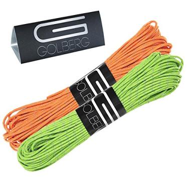 Imagem de Corda de 1,8 mm reflexiva fluorescente para paraquedas de 2,4 kg da GOLBERG em 20 metros – Perfeita para linha de pessoal, corda de tenda, acampamento, caminhadas, Reflective Neon Green/Neon Orange