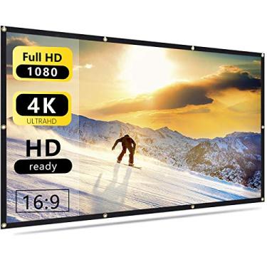 Imagem de Jscreen Tela de projetor de 60 polegadas 16:9 HD dobrável anti-vinco tela de projeção de filmes para home theater, suporte interno ao ar livre, projeção dupla face