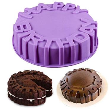 Imagem de Bolo de silicone para feliz aniversário, 20 cm, redondo, círculo, molde de assar, bolo, bolo, geleia, pudim, muffin, pizza, torta, flan, trança, panela, utensílios de cozinha, pastelaria, molde de assar (cor aleatória)