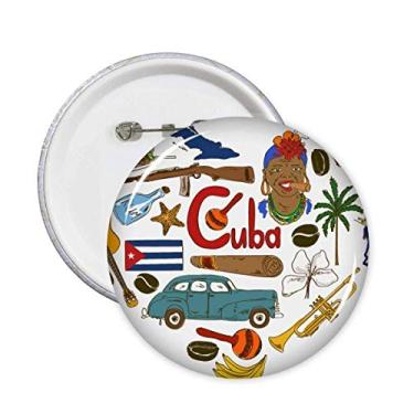 Imagem de Broche de bandeira nacional de Cuba Love Heart Landscap com emblema de botão, 5 peças