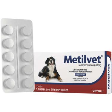 Imagem de Anti-inflamatório Vetnil Metilvet 40 mg para Cães e Gatos - 10 Comprimidos