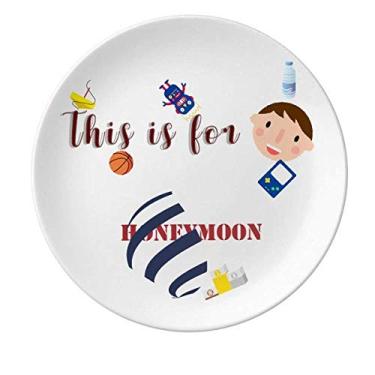 Imagem de Ribbon Surrounds Shelter Sweetness Prato de Porcelana Jantar Redondo Prato Menino Homem