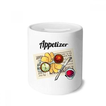 Imagem de DIYthinker Porta-moedas de cerâmica com fatia de pão, vinho, porta-moedas