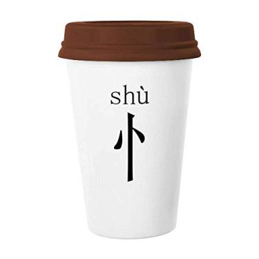 Imagem de Componente do personagem chinês Shu Caneca de café Copo de cerâmica Copo Tampa de cerâmica