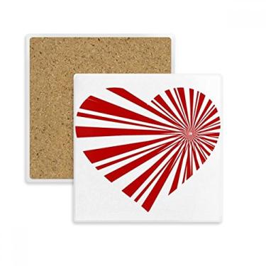 Imagem de Porta-copos quadrado vermelho Dia dos Namorados coração florescendo caneca subplaca suporte isolante pedra