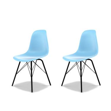Imagem de Conjunto com 2 Cadeiras Eames Tower Azul Claro e Preto
