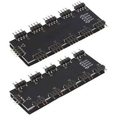 Imagem de ASHATA Ventilador de computador com hub RGB de 10 canais, hub de ventilador de chassi de PC de 10 portas Hub de resfriamento de CPU 12 V, placa mãe MOD para PC, cabo de extensão de ventilador RGB, hub divisor de LED RGB, adequado para computador desktop (5V 3 pinos)