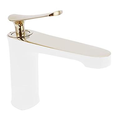 Imagem de Torneira Torneira de lavatório de banheiro Mangueiras de água quente fria e núcleo de válvula de cerâmica de baixo ruído, torneira misturadora para lavatório banheiro, torneira de banheiro latão