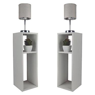 Imagem de Kit 2 Mesa de Cabeceira Branco Cama Solteiro Quarto Sala 20cm