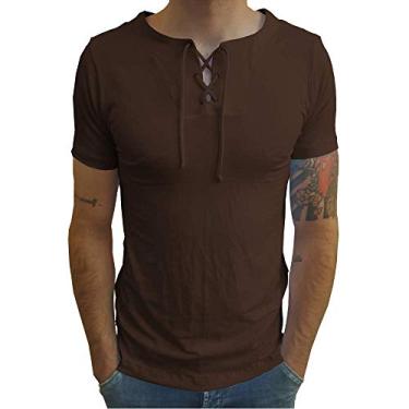 Imagem de Camiseta Bata Viscose Com Elastano Manga Curta tamanho:g;cor:marrom