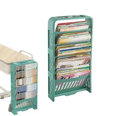 Imagem de Estante móvel pequena - Rack de armazenamento de livro de estante infantil de 5 camadas - Estante lateral de mesa removível, estante infantil, estante pequena para mesa de cabeceira, sala de