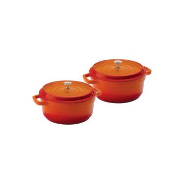 Imagem de Kit Conjunto Caçarola Hercules Revestimento Ceramico Indução Laranja 3L + 3L