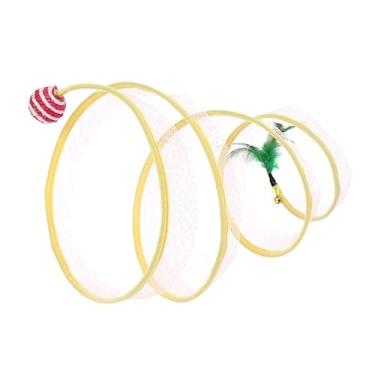 Imagem de Túnel dobrável de mola de túnel de gato túneis em forma de S com brinquedo de rato aliviam o tédio para interior de gato brinquedo túnel para gatos internos