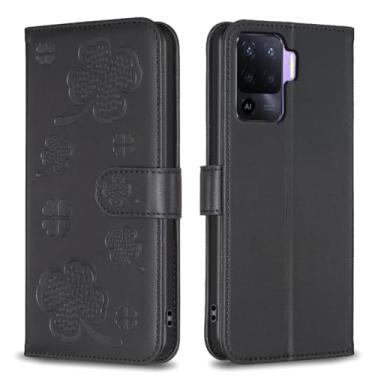 Imagem de Para Oppo A76, capa carteira com 3 cartões e 1 compartimento para dinheiro, capa de telefone flip de couro PU à prova de choque compatível com Oppo A76 4G 6,6 polegadas (preta)