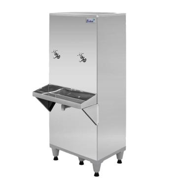 Imagem de Bebedouro Industrial Inox Coluna 50 Litros 2 Torneiras Ra50 Com Filtro 220V Frisbel