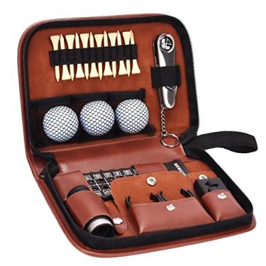 Imagem de Jiskan Presentes de golfe para homens e mulheres, conjunto de acessórios de golfe com estojo de alta qualidade, bolas de golfe, telêmetro, camisetas de golfe, escova, faca de divoto multifuncional,