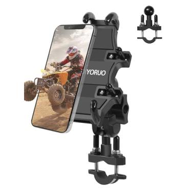 Imagem de ZIDIYORUO Suporte de telefone para quadriciclo, suporte para telefone quádrupla, 8 braçadeiras para telefones de 4,7 a 7,0 polegadas, clipe de telefone para motocicleta com uma mão para guidão de 2,2 cm, compatível com Yamaha Polaris Honda Can Am