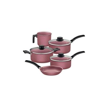 Imagem de Jogo de Panelas Alumínio Antiaderente 5 Pc Rosa - Tramontina