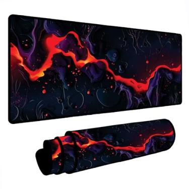 Imagem de Novo Mouse Pad Gamer Deskpad Speed Extra Grande Borda Costurada Profissional Varios Tamanhos - Liquid Neon Roxo Vermelho (90x40)