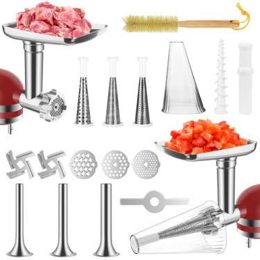 Imagem de Acessório de coador de frutas e vegetais e acessório de moedor de carne de alimentos para batedeira Kitchenaid com tubos de enchimento de salsicha e coador de frutas