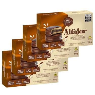 Imagem de Alfajor Sem Glúten Sem Lactose sabor Baunilha Recheio de Chocolate Seu Divino - 4 caixas de 80g