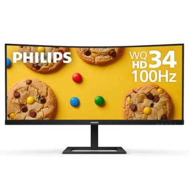 Imagem de Philips 346E2CUAE 86.4 cm curvado sem moldura, UltraWide QHD 3440x1440,100Hz, 121% sRGB, 1ms MPRT, carregamento USB-C, MultiView PIP/PBP, altura ajustável, substituição antecipada de 4 anos, preto