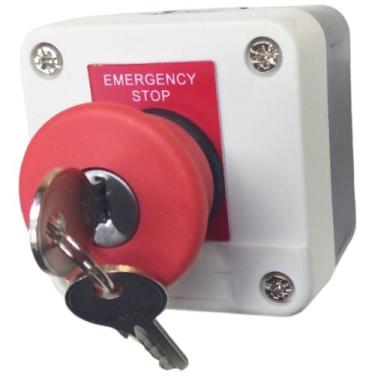 Imagem de Botoeira Botão de Emergência Cogumelo com Chave e Caixa de Sobrepor - 