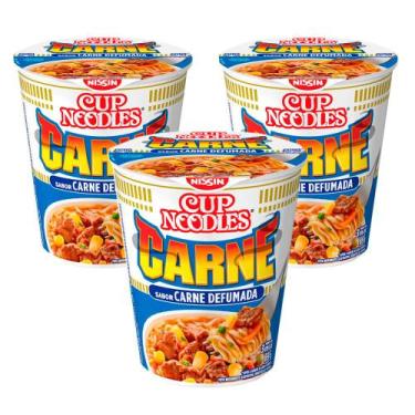 Imagem de Kit 3X Macarrão Instantâneo Cup Noodles Sabor Carne Defumada com 69g