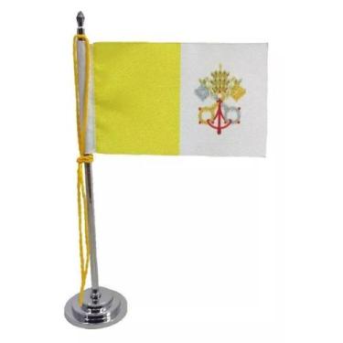 Imagem de Mini Bandeira de Mesa do Vaticano 15 cm Poliéster - SP Bandeiras 