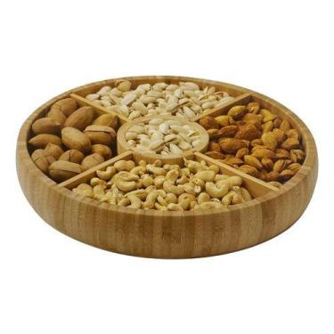 Imagem de Petisqueira Giratória 360º Em Madeira Com 5 Recipientes 30cm - Members