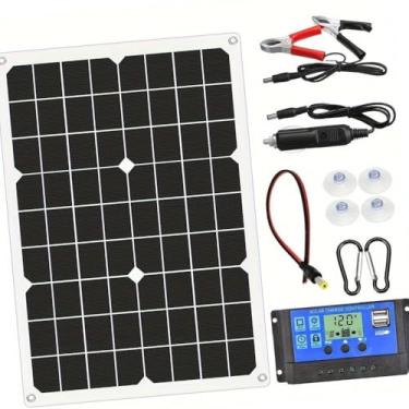 Imagem de UxicRuya Kit Painel Solar, Central Elétrica com Controlador para Camping,