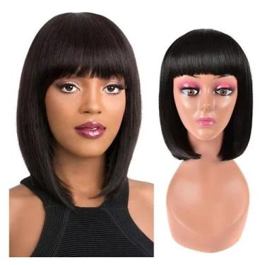 Imagem de Peruca Wig 100% Orgânica Pode Pranchar Super Natural Lisa Com Franja R