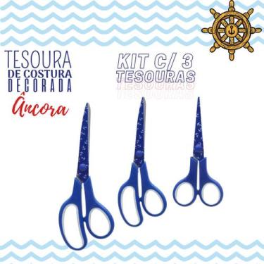 Imagem de Tesoura Para Costura Decorada Ancora Kit C/ 03 - Nybc