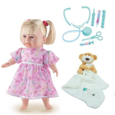 Imagem de Kit Boneca Minha Primeira Consulta 38cm + Naninha Urso Macio - Milk Br