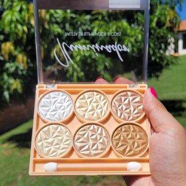 Imagem de Iluminador Maquiagem Paleta de 6 Cores Compacta Profissional Facial e 
