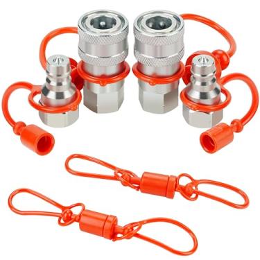 Imagem de ANCIMOON Acoplador hidráulico de conexão rápida Poppet Pioneer 1/10.2 cm Ag ISO 5675 com tampas de poeira