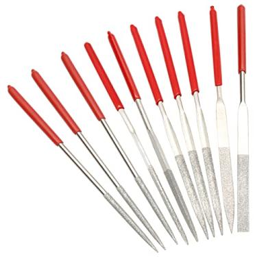 Imagem de HARSKIYER Conjunto de 10 limas de metal, 3 x 140 mm, mini conjunto de lixa de agulha de diamante, ferramentas de arquivo fino, pequenos arquivos de aço, conjunto de arquivos de riffler para madeira,