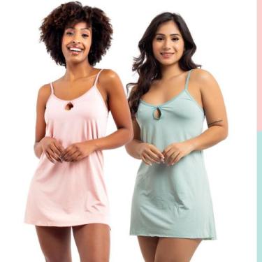 Imagem de Kit 2 Camisolas Curta de Dormir Pijama Feminino sem Bojo - Viére, GG, 