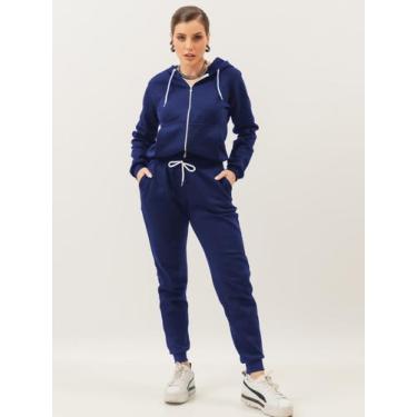 Imagem de Conjunto Moletom Feminino Roupas De Frio Feminina Blusa Canguru Zíper 