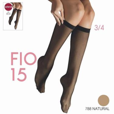 Imagem de Meia Feminina 3/4 Transparente Selene Fio 15 9040, Marrom, UN