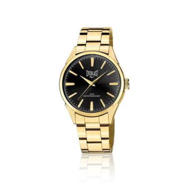 Imagem de Relógio Pulso Everlast Masculino Aço Elegante E637, Dourado+Preto