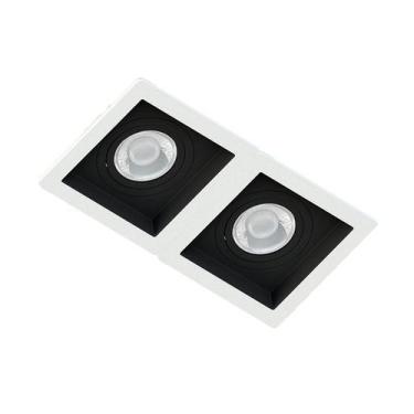 Imagem de Spot Duplo Embutir Quadrado Recuado Branco Fundo Preto Mini Dicróica G