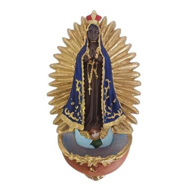 Imagem de Imagem de Nossa Senhora de Aparecida porta água benta de parede com al